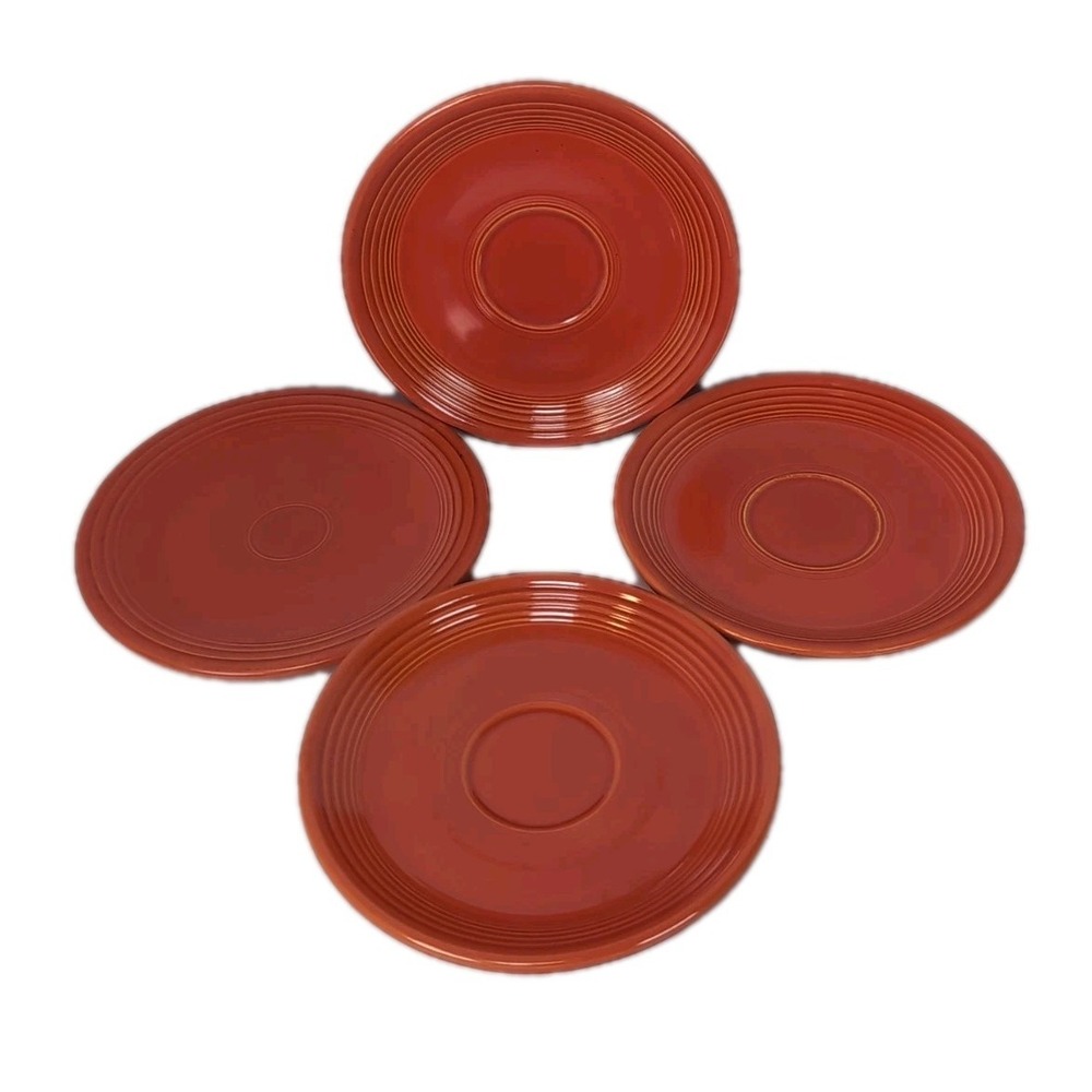 4 Fiesta Ware Orange Bread Plates Genuine HL-Co 6" Fiestaware Vntg! USA 1950's
